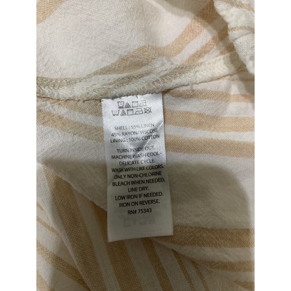 Calypso St. Barth Size 12 Beige & White Striped Beaded Linen Blend Maxi Dress - Picture 11 of 11